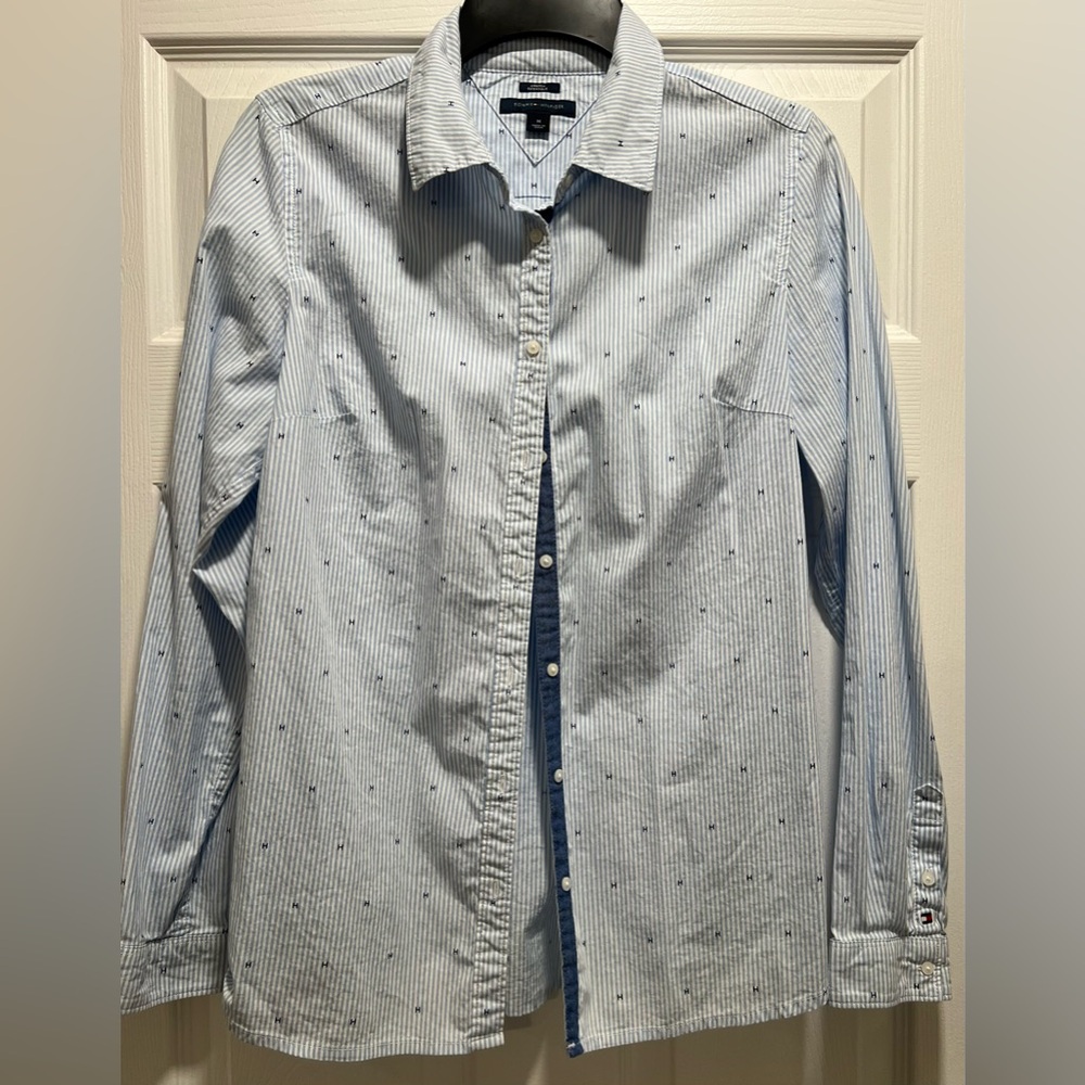 Tommy Hilfiger Light Blue Pinstripe Button-Up Shirt